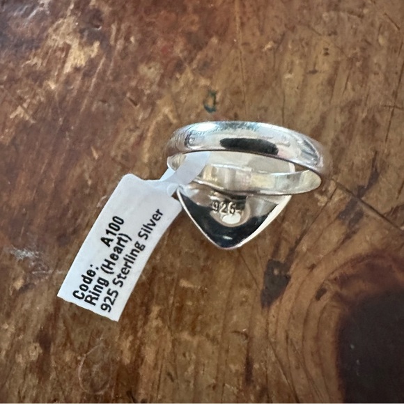 Sterling Silver Heart-Shaped Red Dahlia Pink, Red, & Gold Ring • Size: 9 - Picture 8 of 9